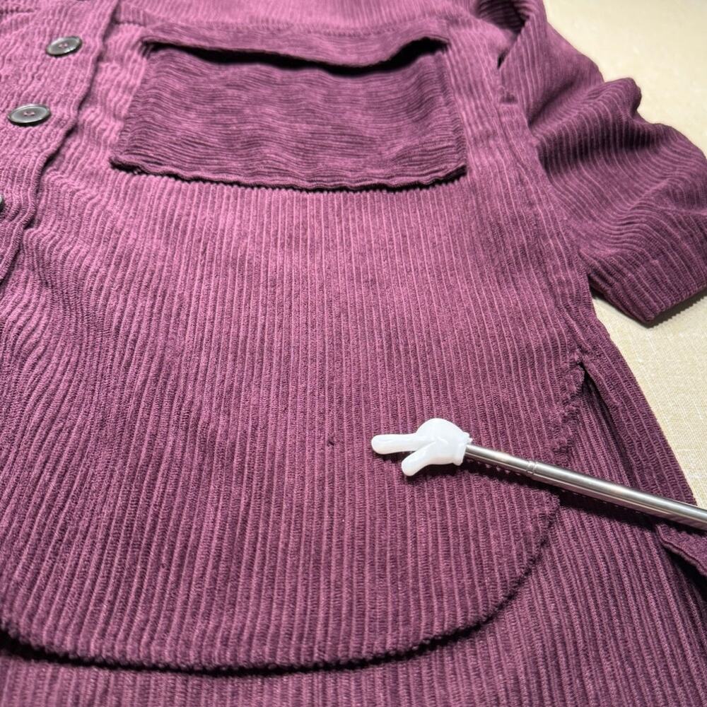Zara Oversized Plum Corduroy Shacket Button Down Shirt Jacket Size Small - Picture 6 of 8